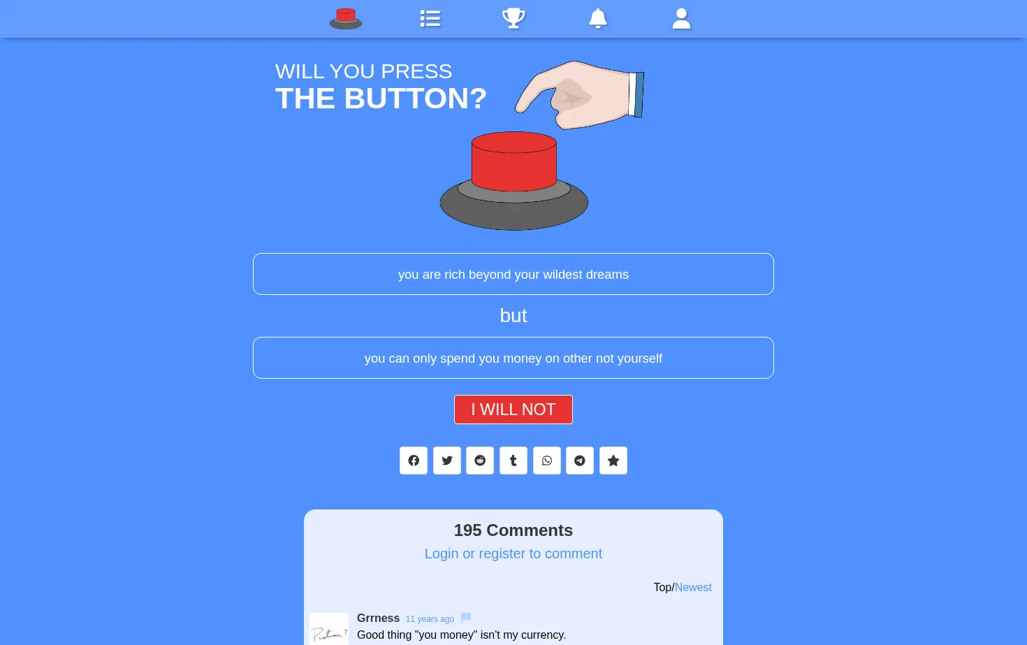Will You Press The Button? 页面快照